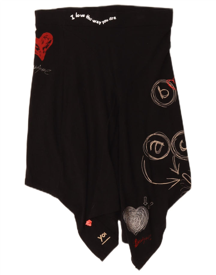 Женская асимметричная юбка Desigual с графическим рисунком, маленькая W27, черный хлопок