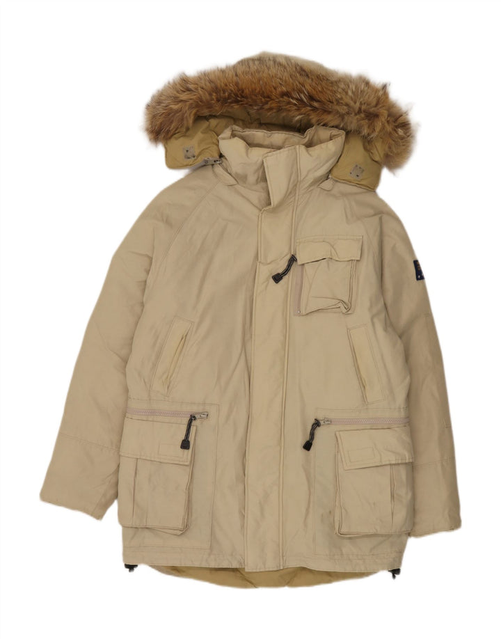 Мужское стеганое пальто с капюшоном Woolrich UK 36, маленькое бежевое