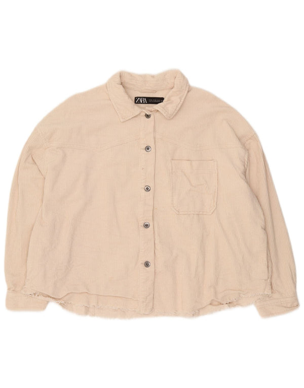 Женская вельветовая куртка Zara UK 20 2XL из хлопка белого цвета