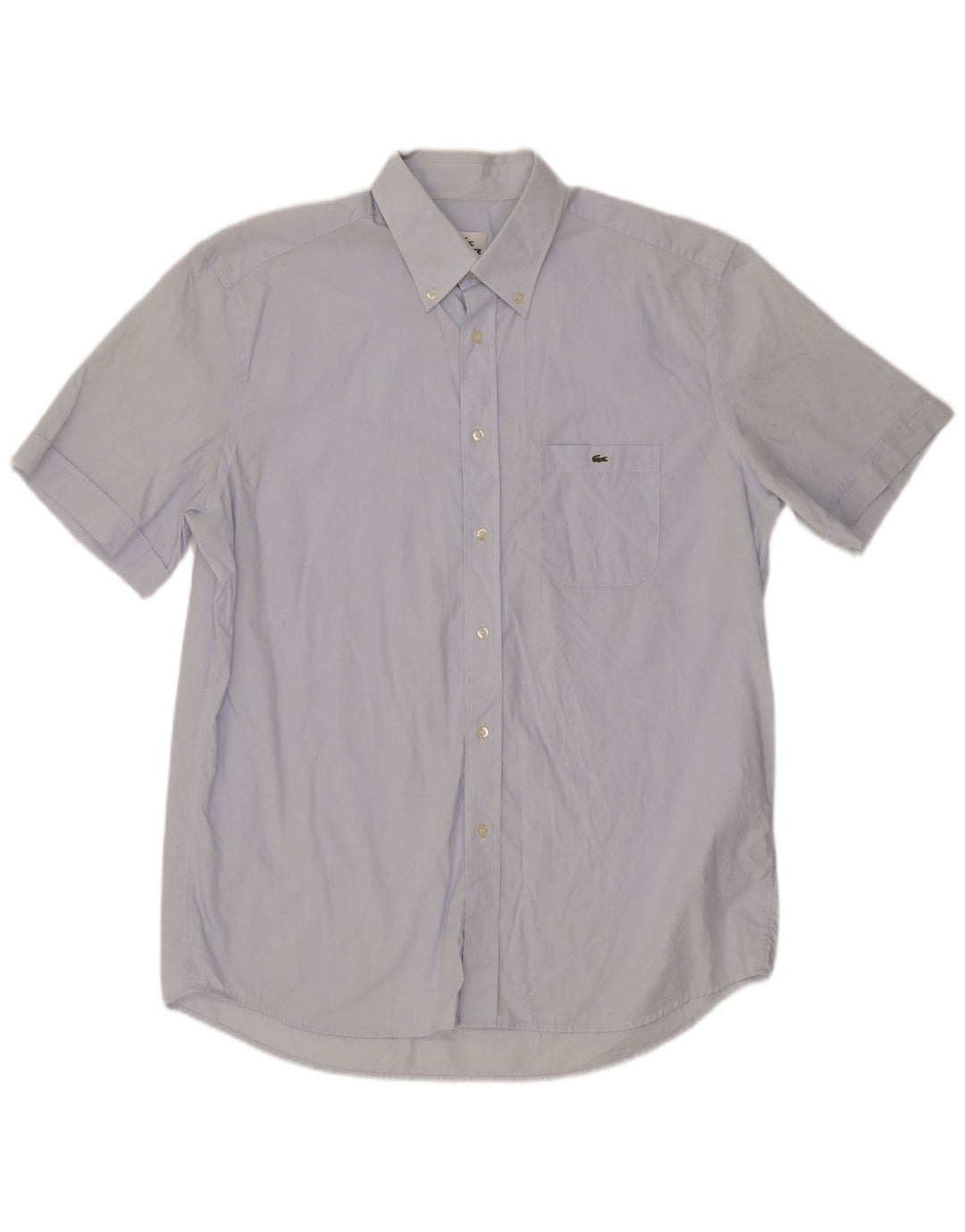 Мужская рубашка с коротким рукавом Lacoste, размер 43, большая синяя, хлопок