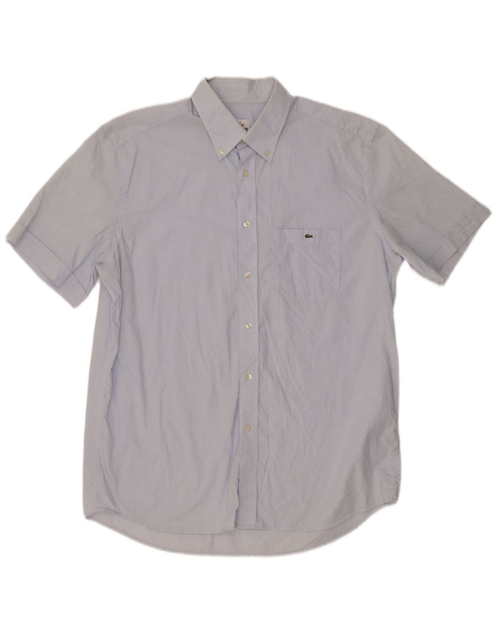 Мужская рубашка с коротким рукавом Lacoste, размер 43, большая синяя, хлопок