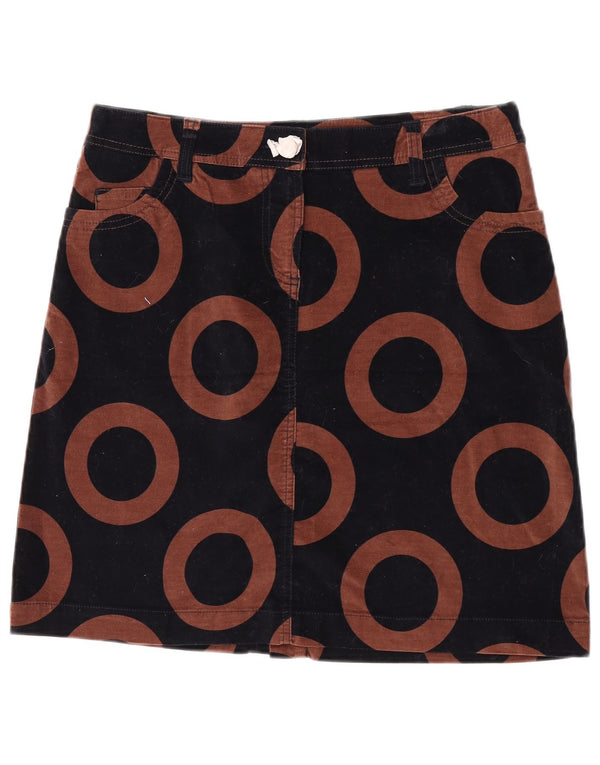 Женская бархатная юбка-трапеция Boden UK 14, большая, W32, черный хлопок с геометрическим рисунком