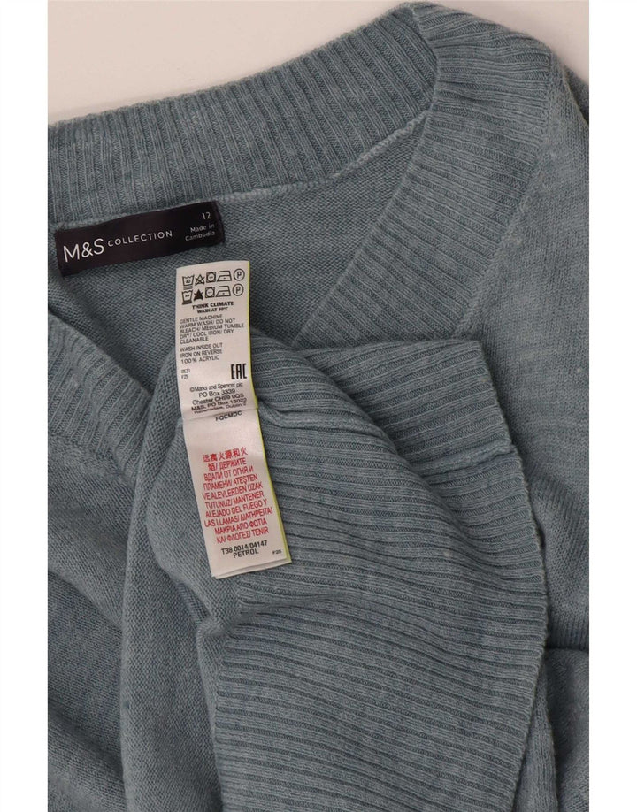 Женский джемпер с v-образным вырезом Marks & Spencer UK 12, средний синий акрил