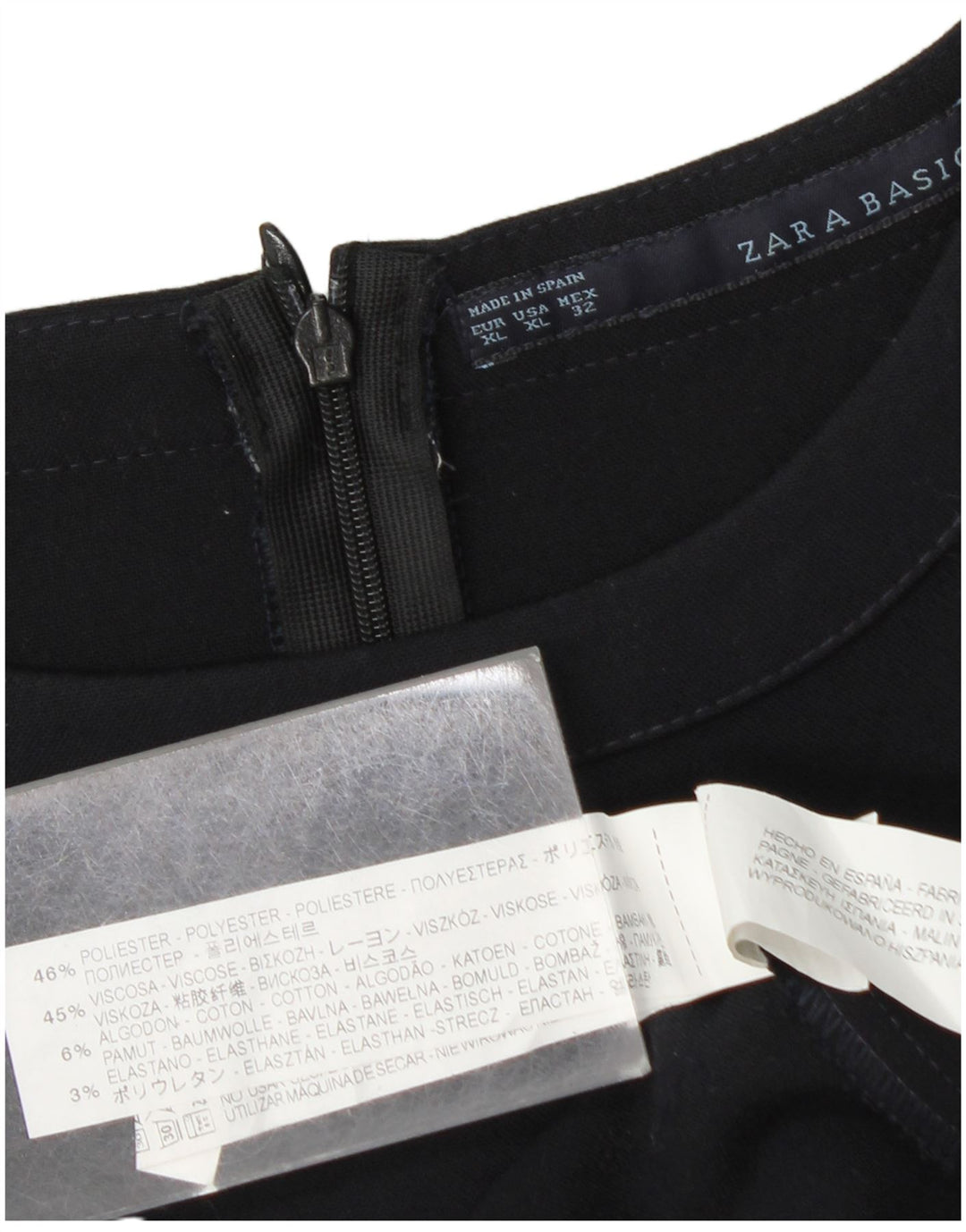 Женское платье прямого кроя без рукавов Zara UK 18 XL, темно-синий полиэстер