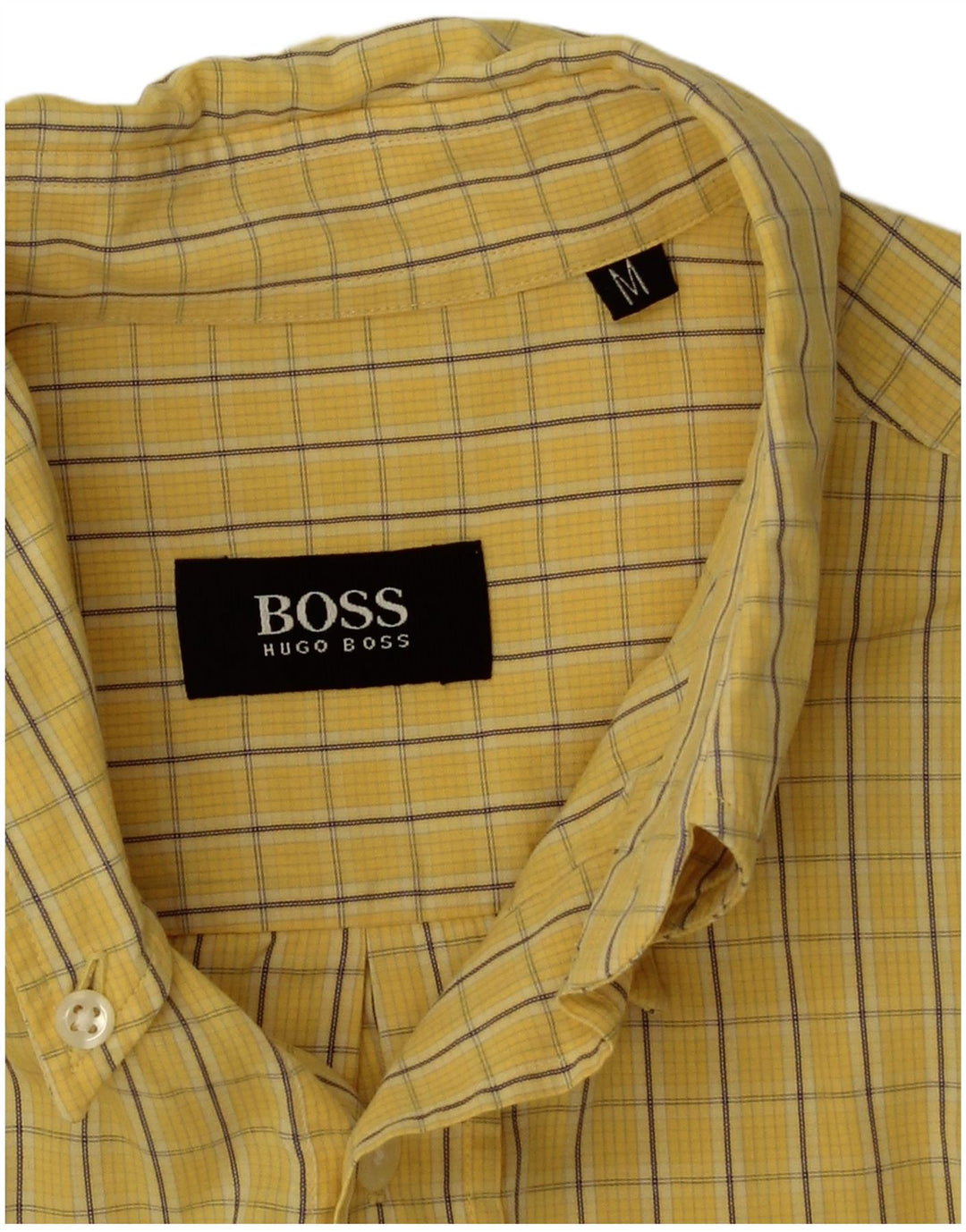Мужская рубашка Hugo Boss в клетку среднего желтого цвета