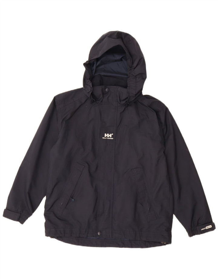 Helly Hansen Дождевик с капюшоном для мальчиков 11-12 лет Темно-синий полиэстер
