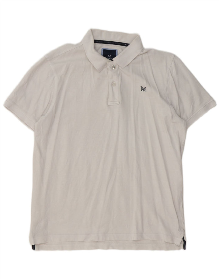 Crew Clothing Мужская рубашка поло, большой белый хлопок