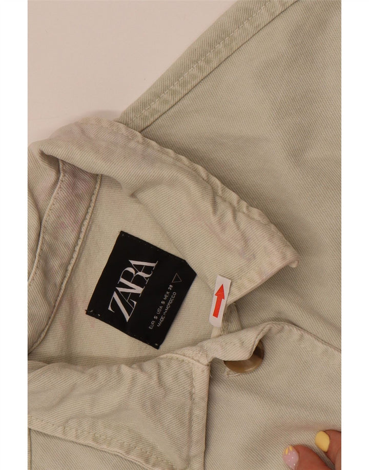 Женская укороченная джинсовая куртка Zara UK 10, маленький размер, белый хлопок