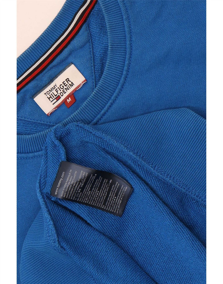 Мужской свитшот с рисунком Tommy Hilfiger, хлопковый джемпер среднего синего цвета