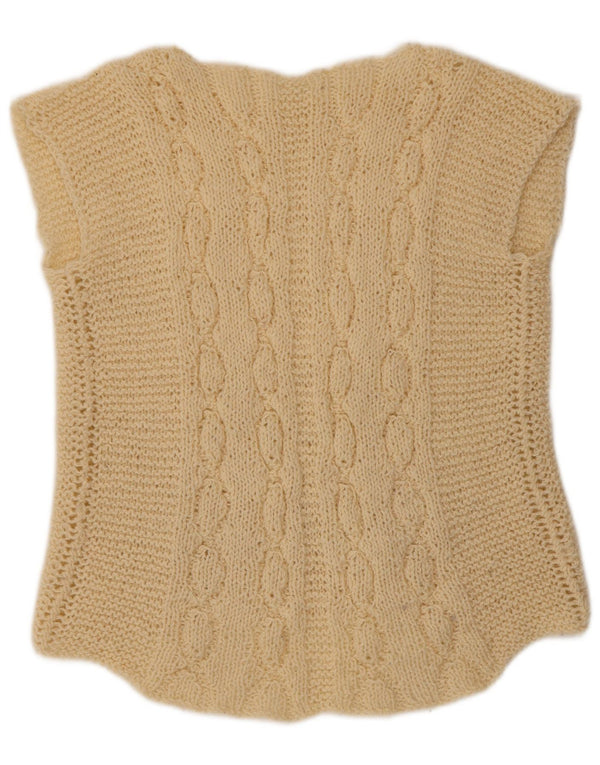 VINTAGE Женская майка безрукавка UK 12 Средний Бежевый