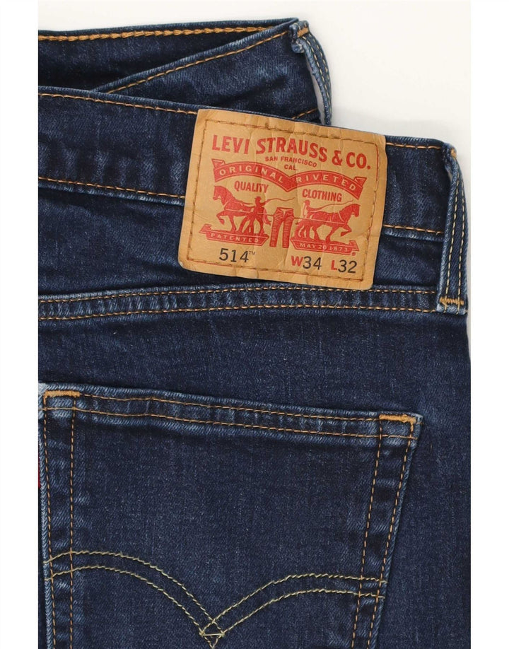 Мужские прямые джинсы Levi's 514 W34 L32 темно-синие, хлопок
