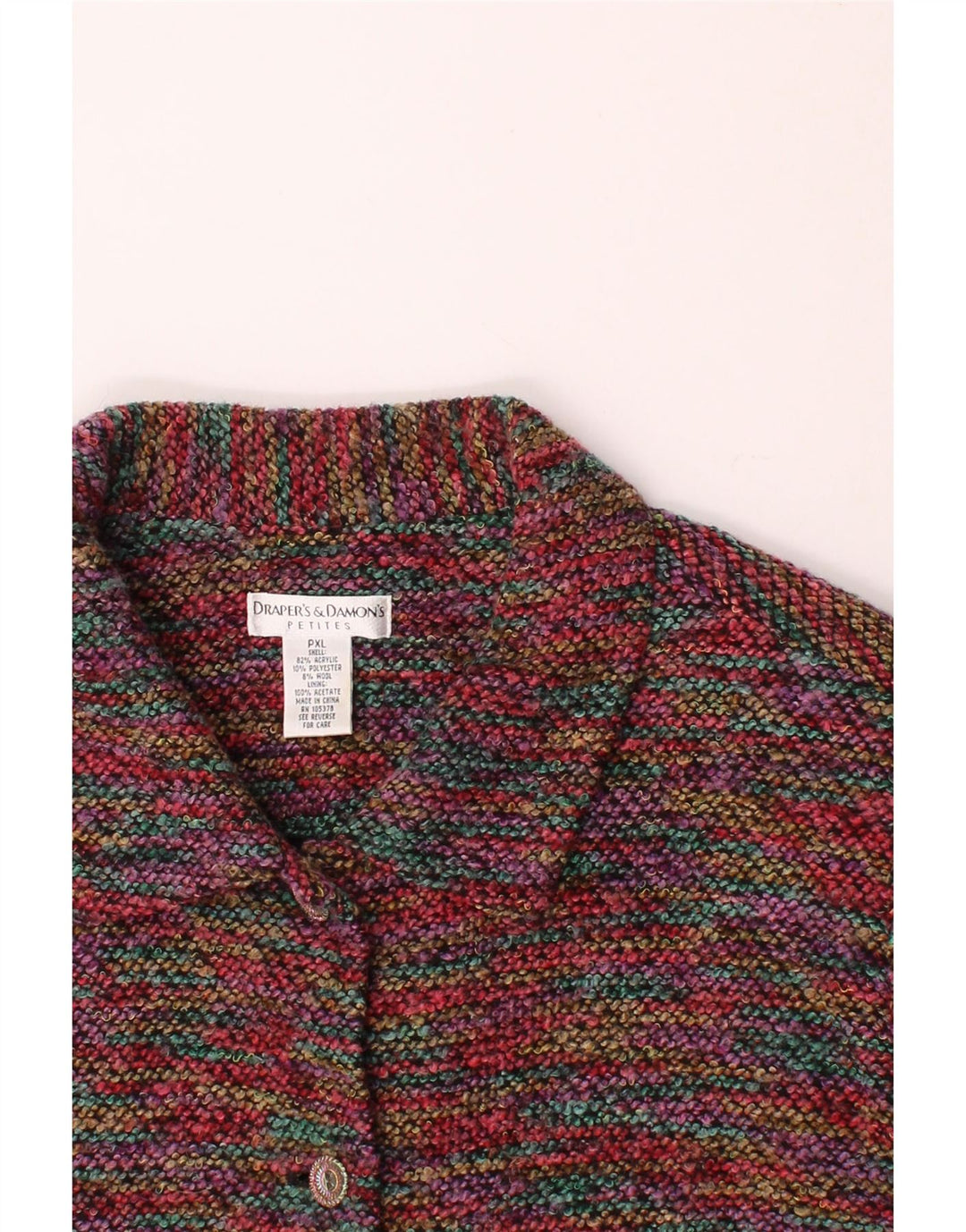VINTAGE Womens Petites Overcoat UK 18 XL Multicoloured Acrylic Vintage Vintage and Second-Hand Vintage from Messina Hembry 