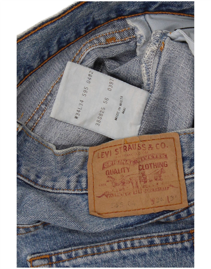 Мужские прямые джинсы Levi's 595 W34 L28 синие, хлопок