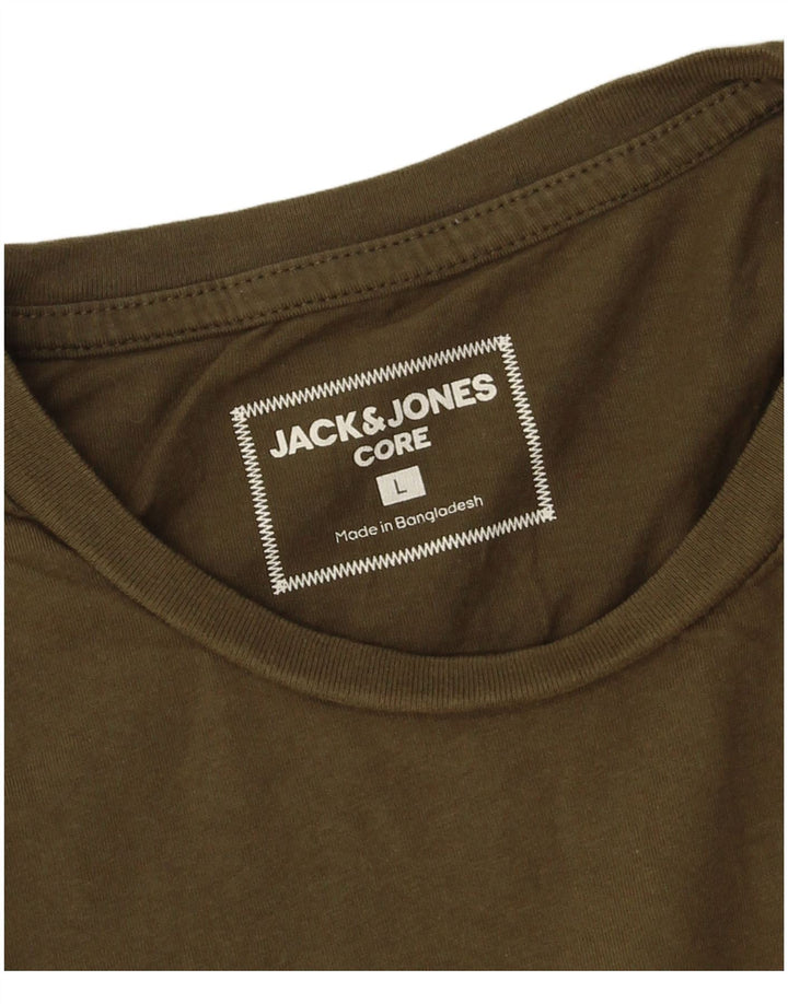 Мужская футболка Jack & Jones из хлопка большого размера цвета хаки