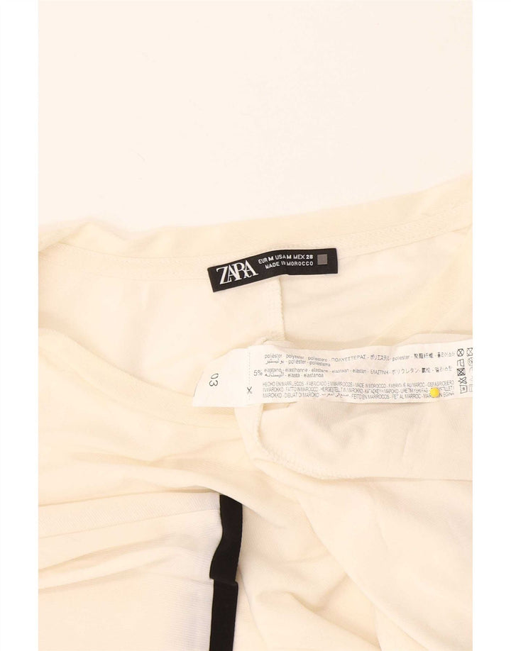 Женская футболка Zara Top UK 14 Medium Off White из полиэстера