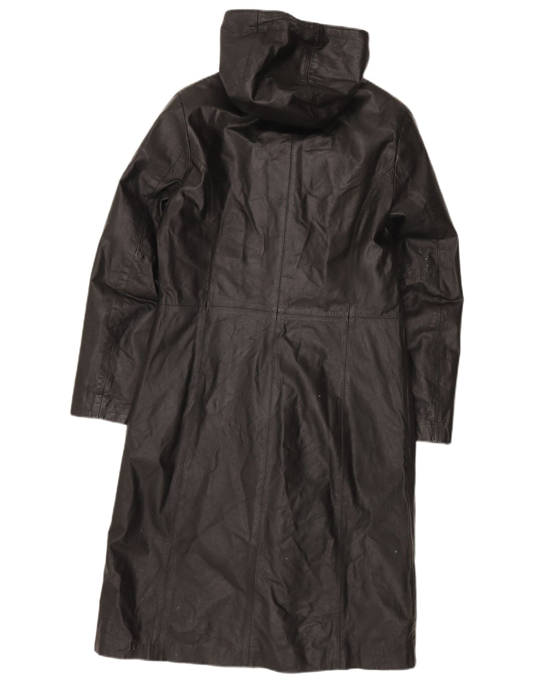 Винтажное женское кожаное пальто с капюшоном IT 44 Medium Black Leather