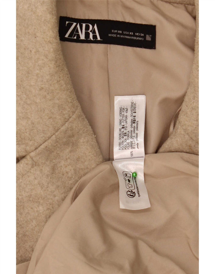 Женское двубортное пальто оверсайз Zara UK 6 XS, бежевый полиэстер