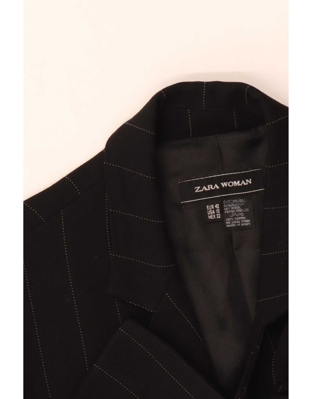 Женский пиджак Zara на 2 пуговицах EU 42, большая черная полоска из вискозы