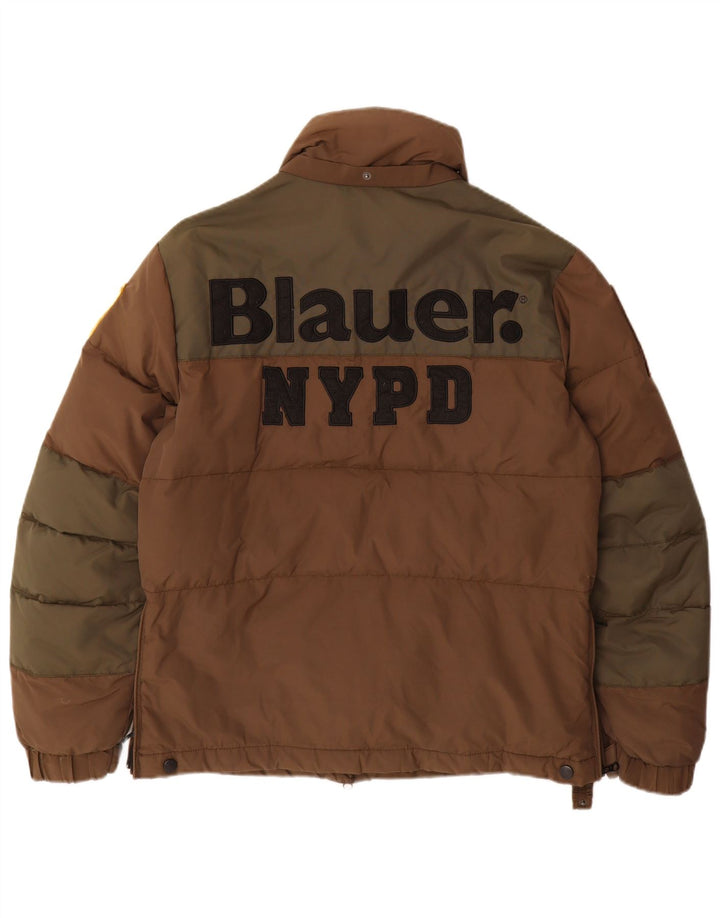 Мужская стеганая куртка Blauer UK 38, средний коричневый цвет, нейлон с цветными блоками