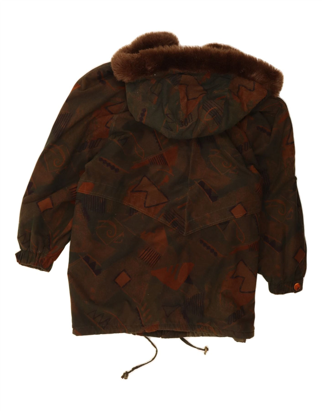 VINTAGE Womens Abstract Pattern Hooded Windbreaker Jacket UK 22 3XL Green Vintage Vintage and Second-Hand Vintage from Messina Hembry 