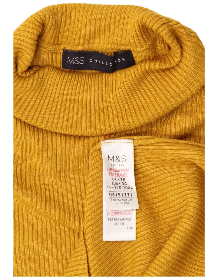 Женский джемпер с высоким воротником Marks & Spencer, Великобритания 16, большой желтый вискоза