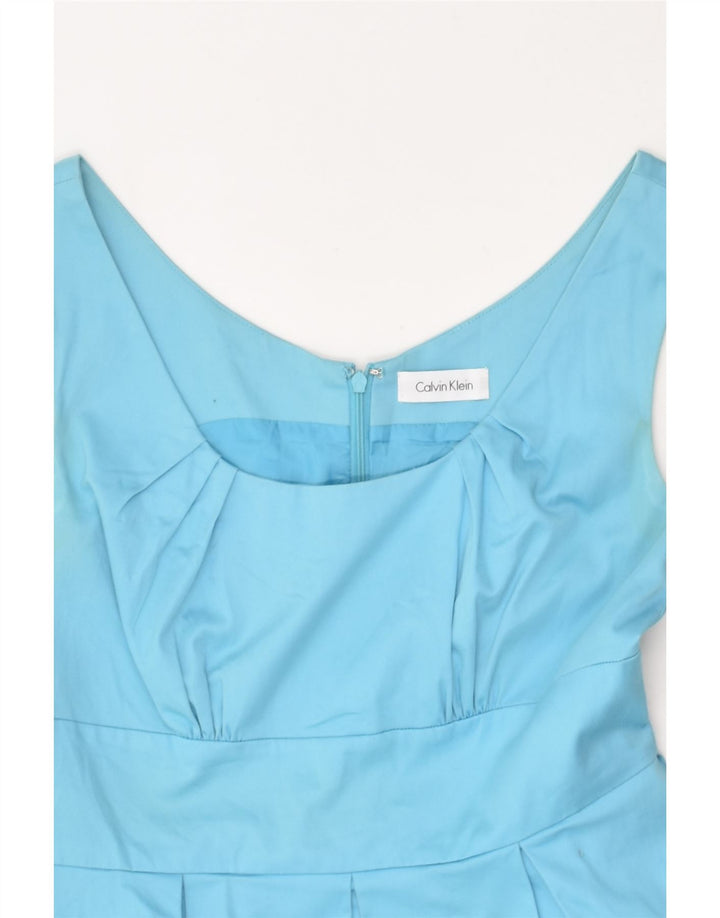 CALVIN KLEIN Womens A-Line Dress UK 10 Small Blue Cotton | Vintage Calvin Klein | Thrift | Second-Hand Calvin Klein | Used Clothing | Messina Hembry 