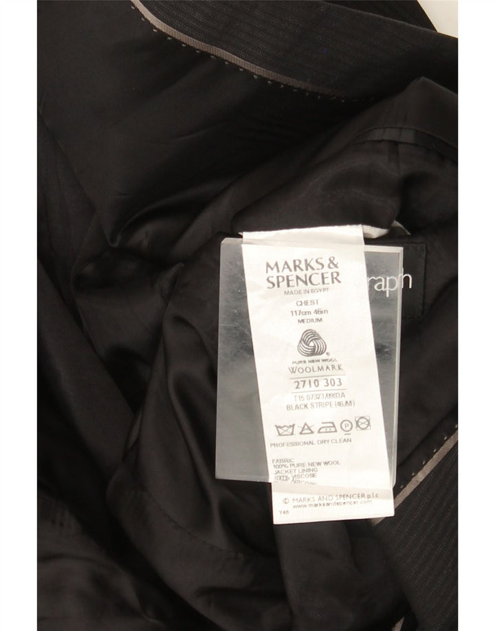 Мужской пиджак на двух пуговицах MARKS & SPENCER UK 38, средний черный в тонкую полоску