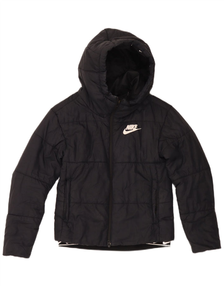Женская утепленная куртка с капюшоном с графическим рисунком Nike UK 6 XS, черный полиэстер