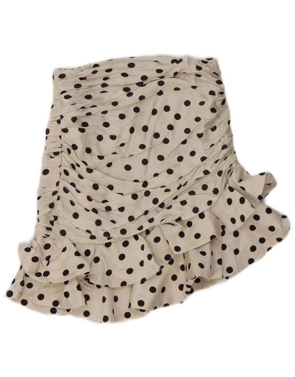 Женская юбка с рюшами Zara, маленькая W26 Off White в горошек