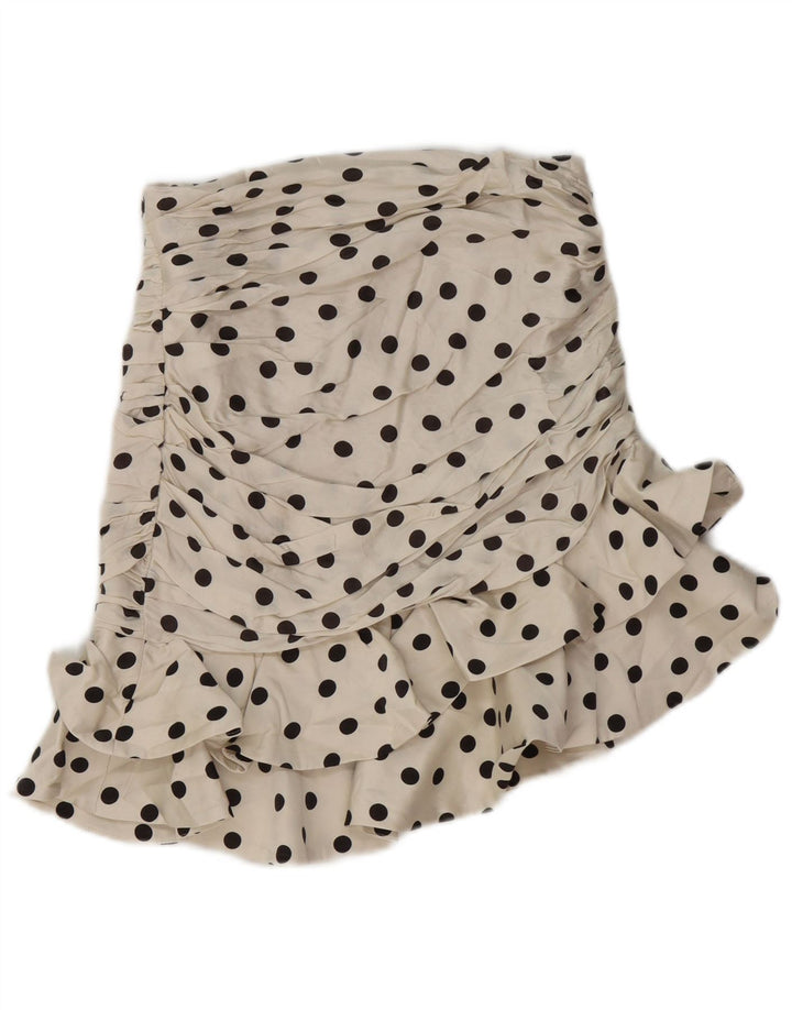 Женская юбка с рюшами Zara, маленькая W26 Off White в горошек