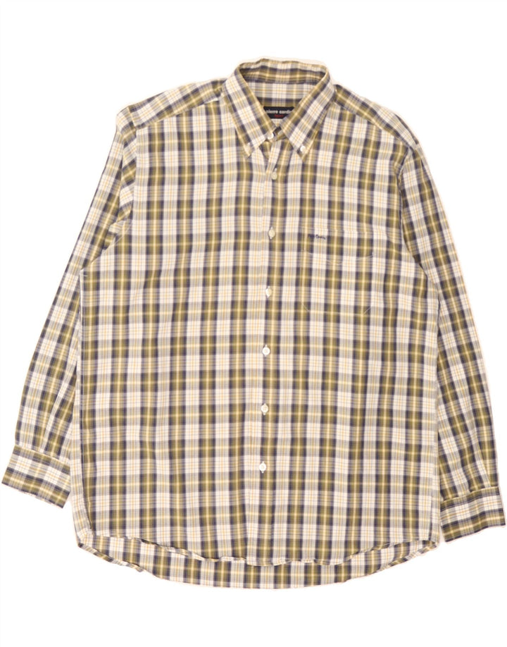 PIERRE CARDIN Mens Shirt Size 42 Large Khaki Check Cotton Vintage Pierre Cardin and Second-Hand Pierre Cardin from Messina Hembry 