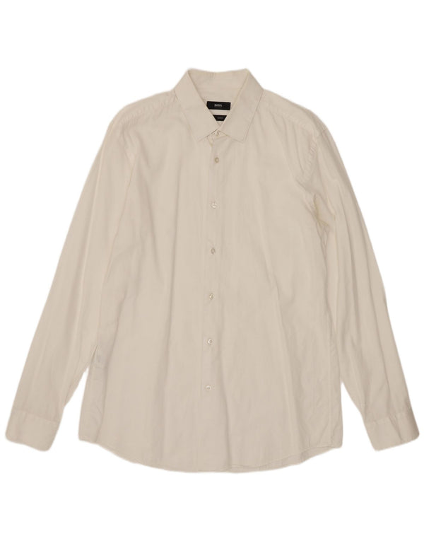 Hugo Boss Mens Slim Fit Shirt Size 42 16 1/2 Large White Cotton