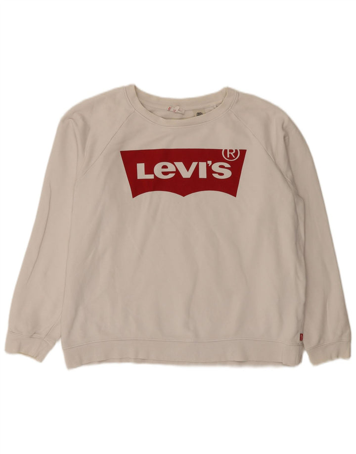 Женский джемпер свободного размера с рисунком Levi's, большой белый хлопок, Великобритания 16
