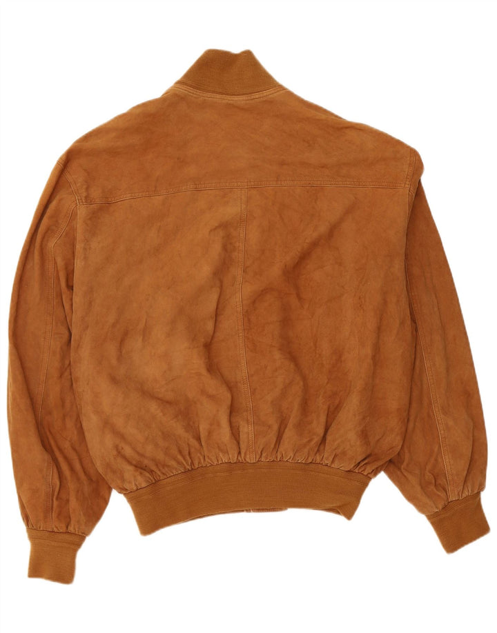 Винтажный мужской замшевый бомбер IT 50, большой, бежевый кожаный