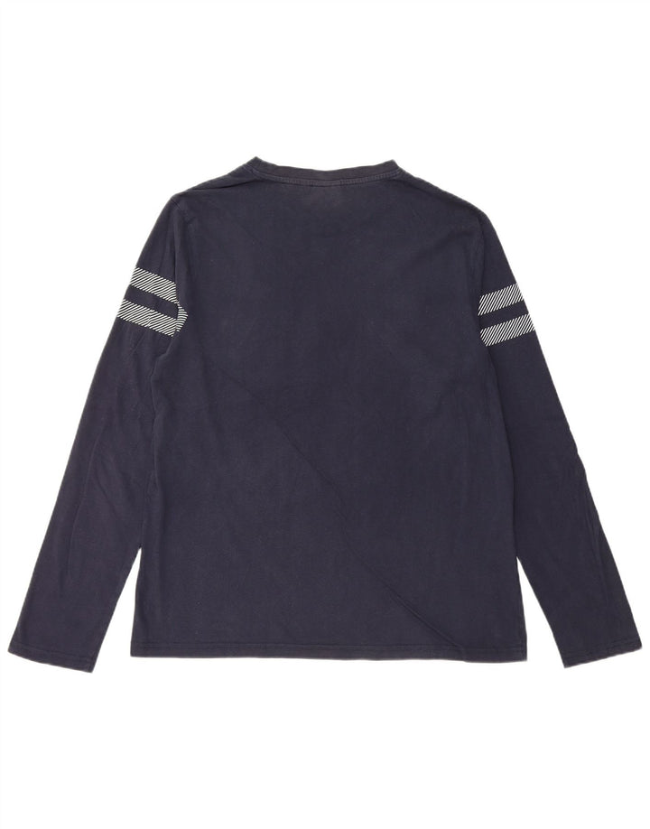 Женский топ ELLESSE с длинным рукавом UK 16, большой размер, темно-синий в полоску, хлопок