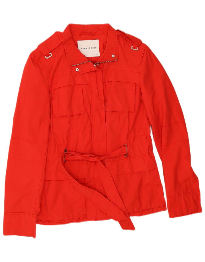 Женская куртка в стиле милитари Zara UK 12, хлопковый средний красный цвет