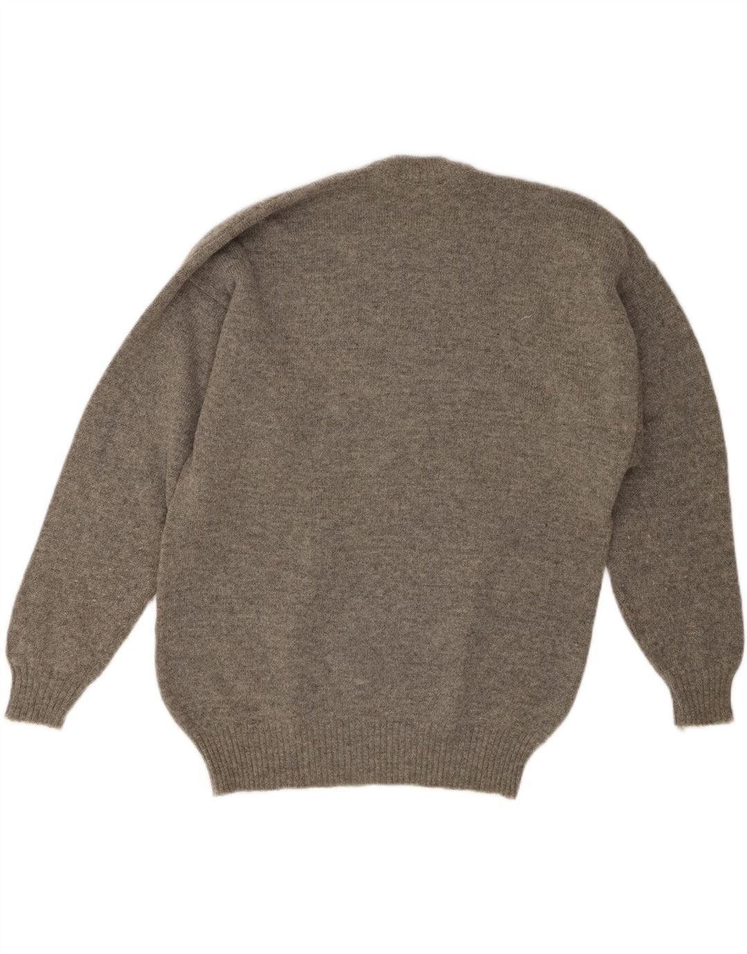VINTAGE Mens Crew Neck Jumper Sweater Large Grey Fair Isle