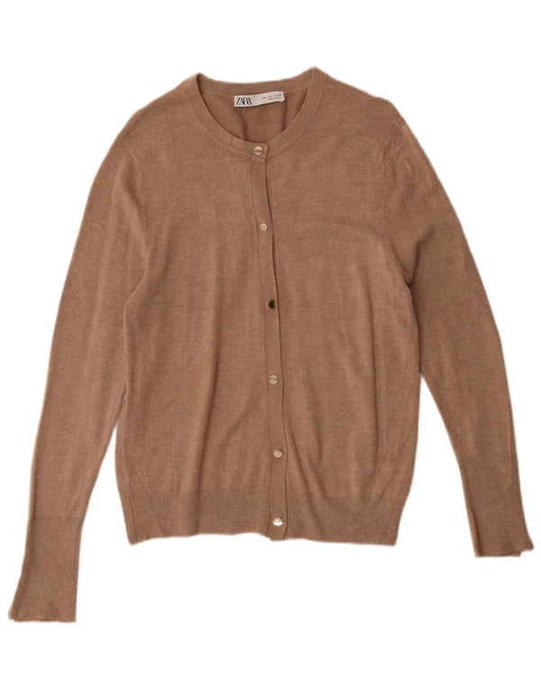 Женский кардиган Zara UK 14, большой коричневый цвет