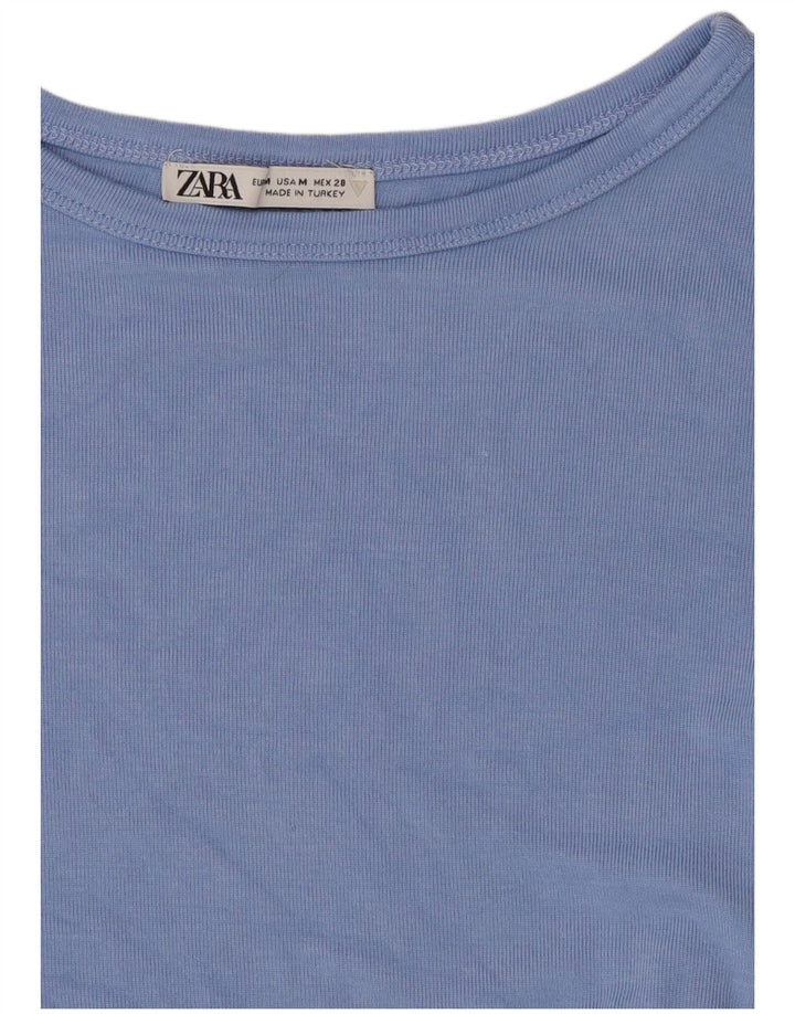 Женская укороченная футболка Zara UK 12, средний синий