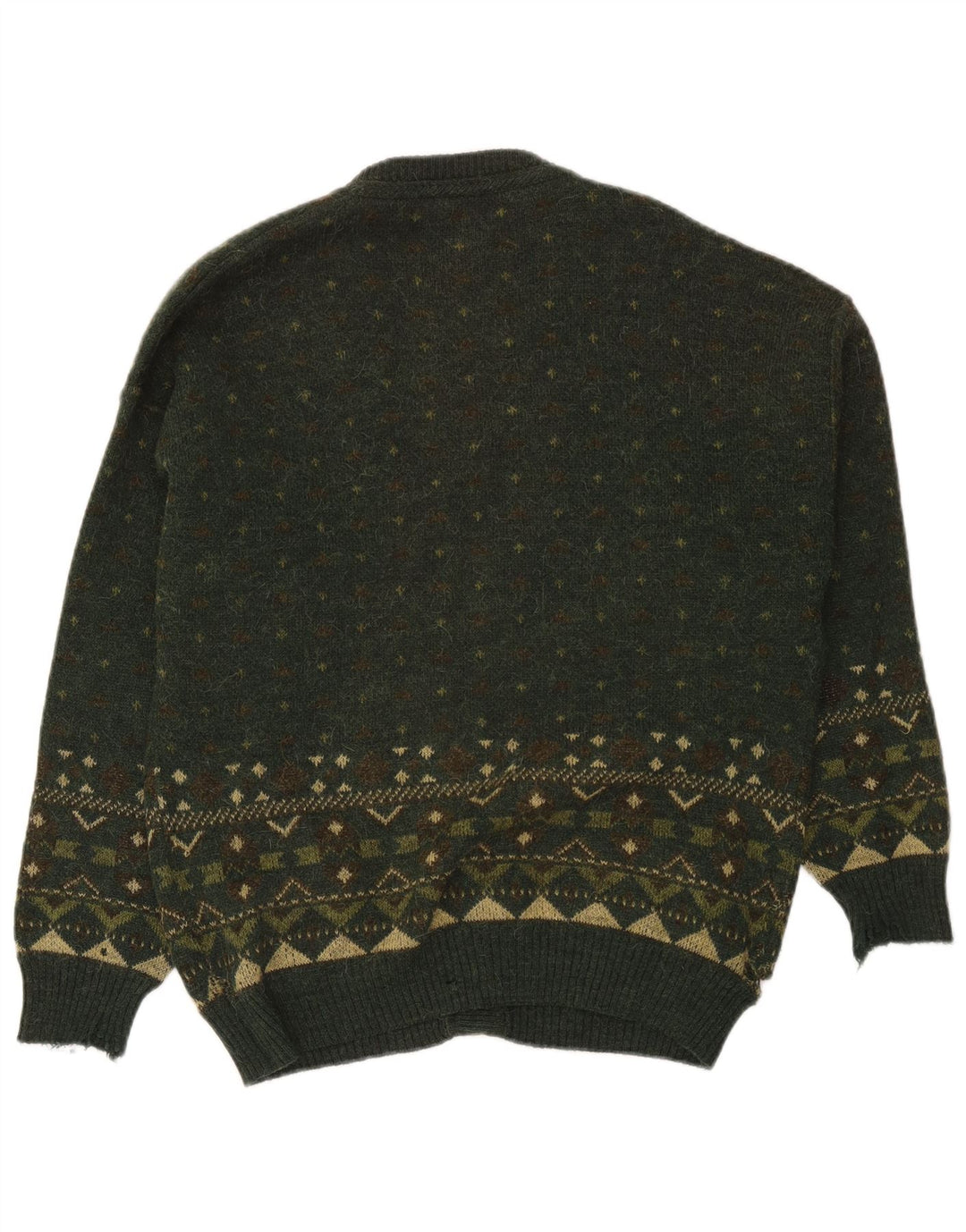 Винтажный мужской кардиган, большой зеленый свитер Fair Isle