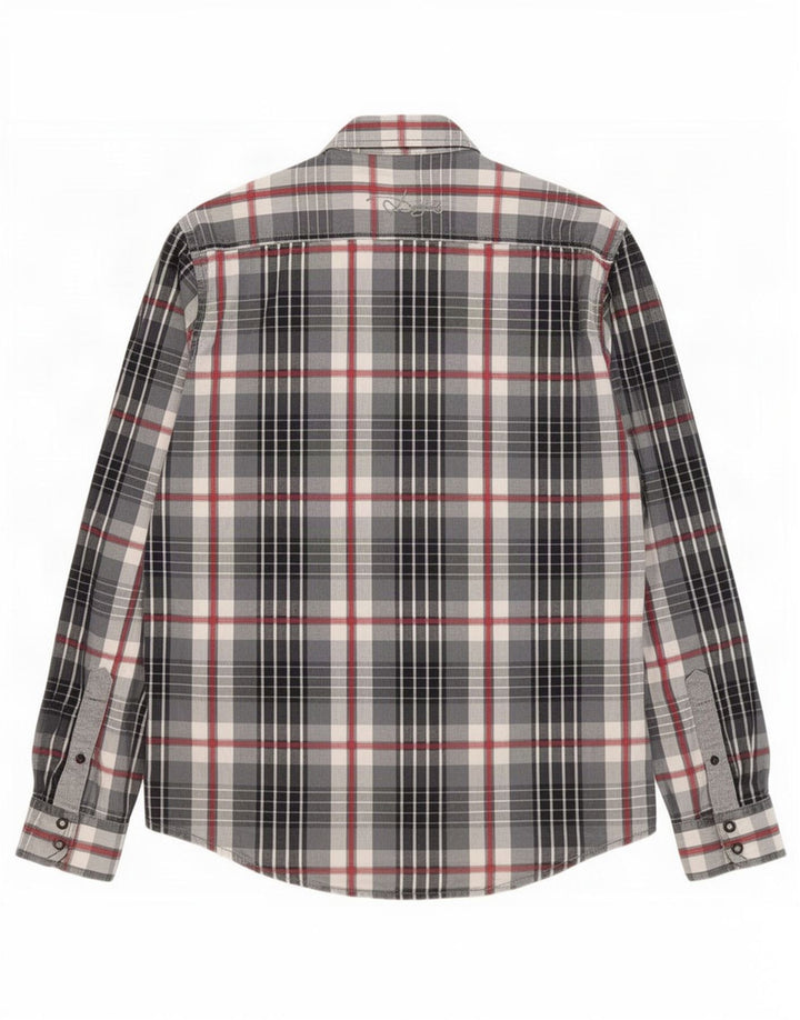 Мужская рубашка с рисунком Desigual, большая серая клетка, хлопок