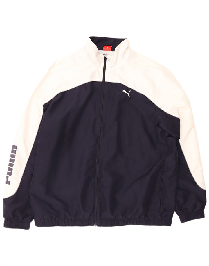 Мужской спортивный костюм PUMA с рисунком, верхняя куртка 2XL, темно-синий, полиэстер с цветными блоками