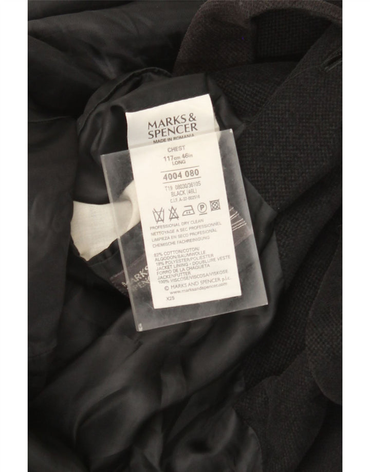 Мужской пиджак с 3 пуговицами Marks & Spencer UK 46 XL, черный хлопок