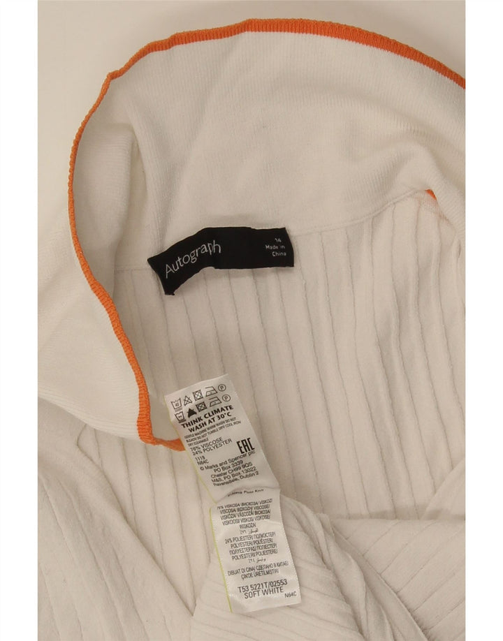 Женская рубашка поло Marks & Spencer Autograph UK 14, средний белый, вискоза