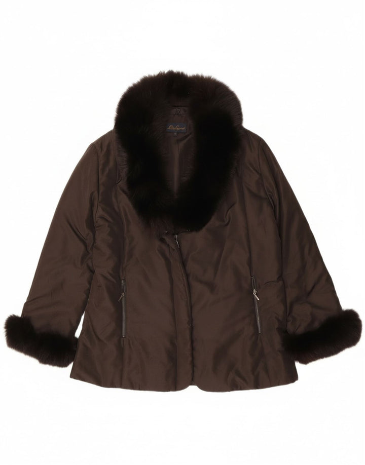 Женская утепленная куртка оверсайз Luisa Spagnoli UK 10, маленький коричневый полиэстер