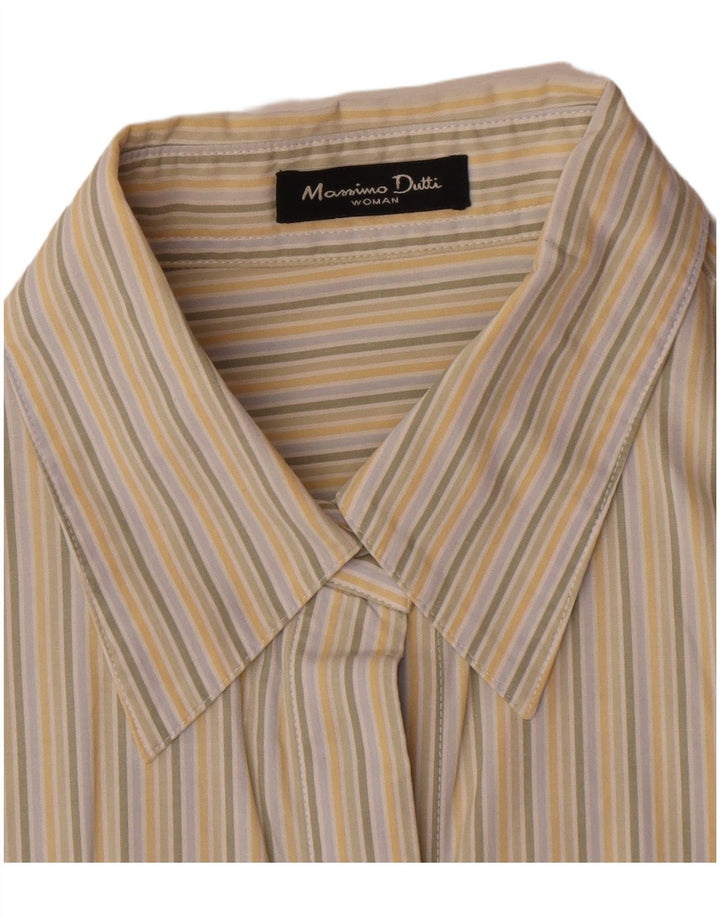 Рубашка женская Massimo Dutti UK 14, средний бежевый в полоску, шелковая