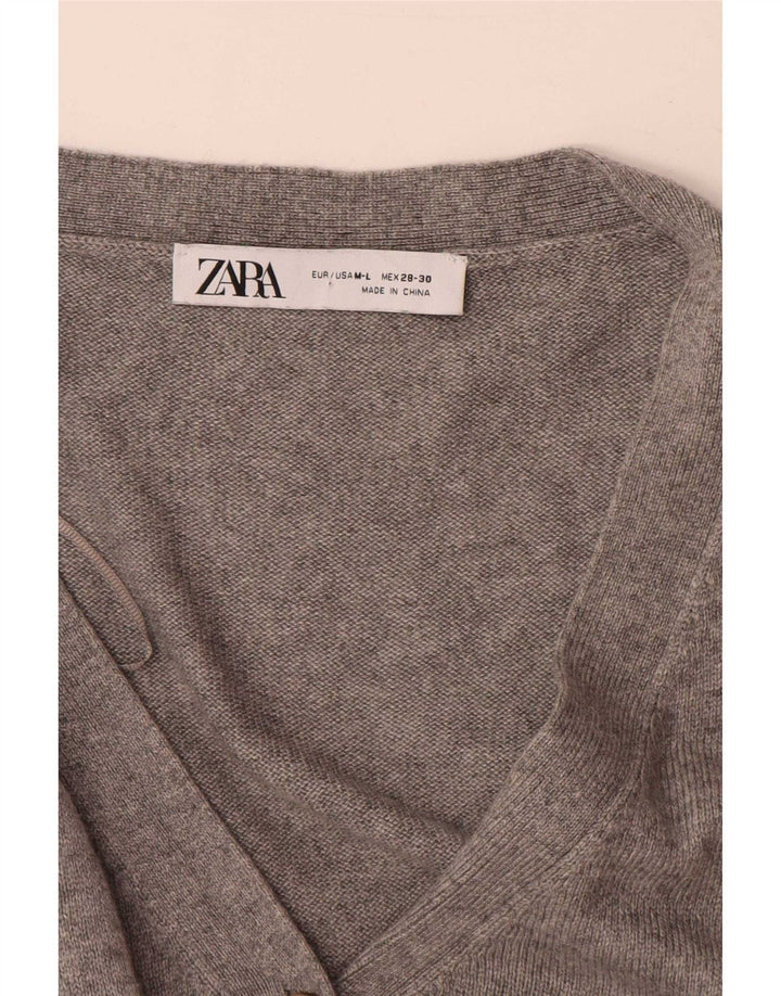 Женский удлиненный кардиган оверсайз Zara UK 14, средний серый в крапинку