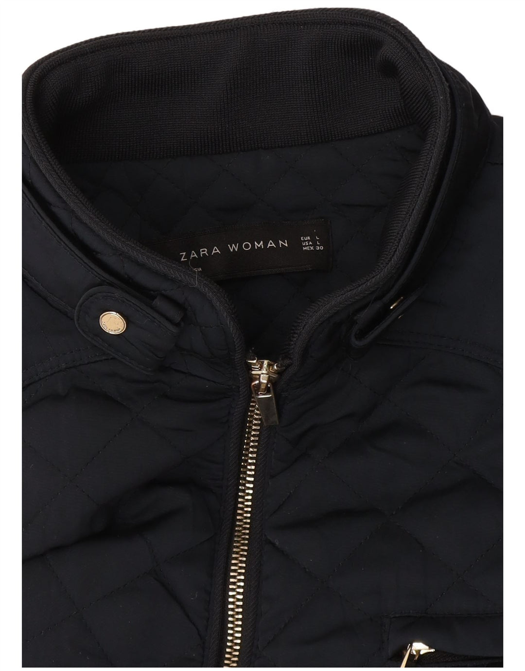 Женская стеганая куртка Zara UK 14, темно-синяя, большая
