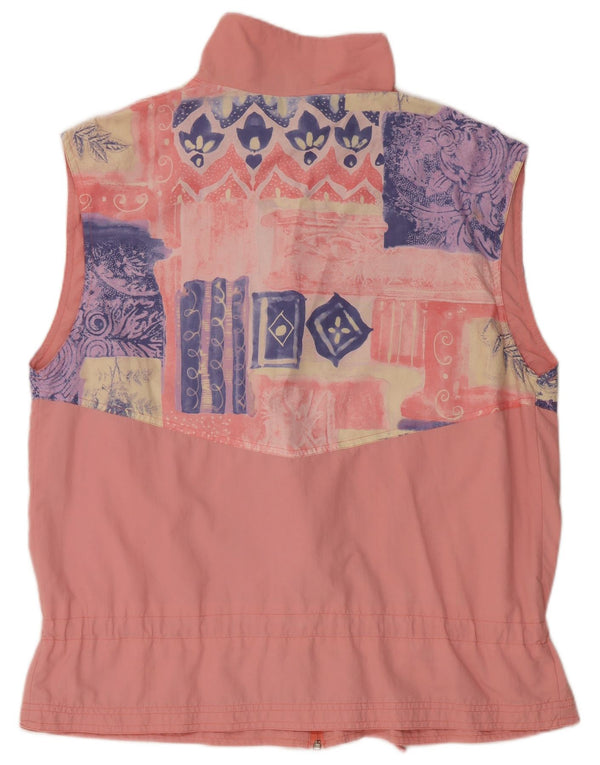 ВИНТАЖНЫЙ женский спортивный костюм без рукавов, верхняя куртка UK 20 2XL, розовый с геометрическим рисунком