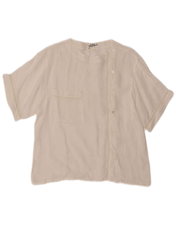 VINTAGE Женская рубашка-рубашка с коротким рукавом IT 48 XL Белая